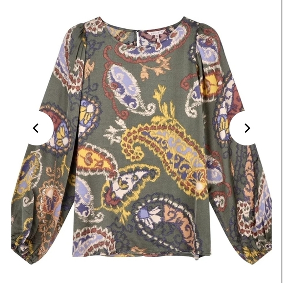 Esqualo Elements Print Long Sleeve Paisley Light Sz. 12 Blouse - Picture 1 of 15